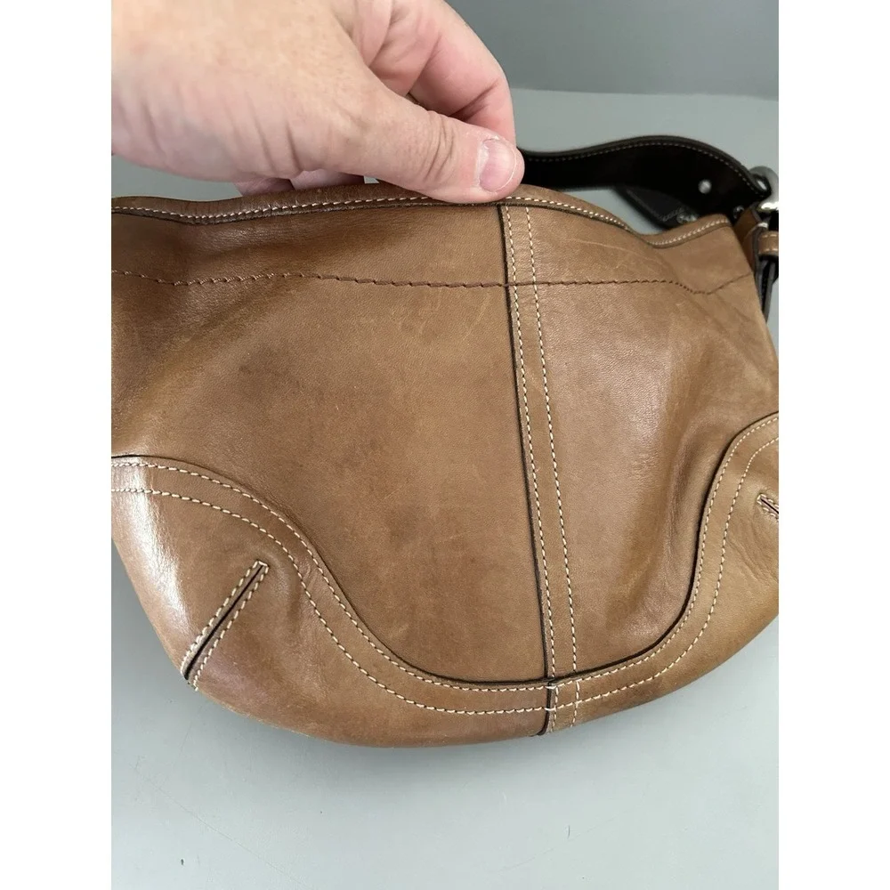 Vintage Coach Soho Shoulder Bag Saddle Brown Camel Tan Leather Purse Y2K 9541